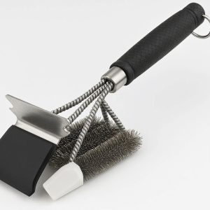 Grill Cleaning Brush with Dual Sided Silicone and Nylon Scraper