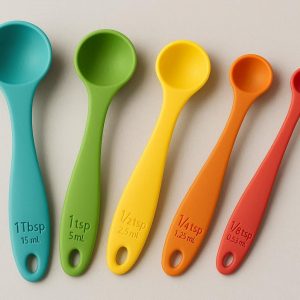 Silicone Measuring Spoon Set of 5 with Flexible Handles for Easy Ingredient Transfer